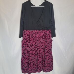 Torrid Animal Print Cross Front 3/4 Sleeve Midi Dress Women's Size 1X